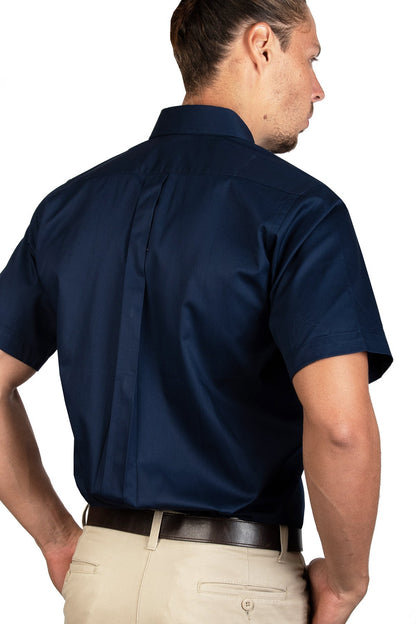 CAMISA MANGA CORTA LISA GABARDINA MARINO 