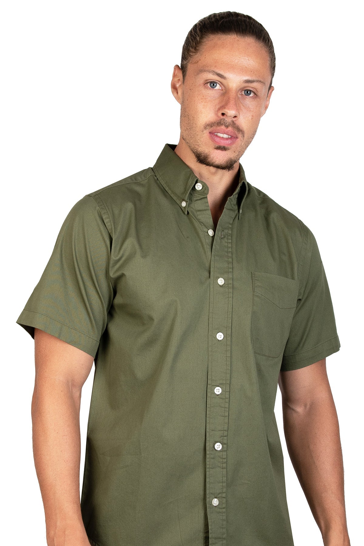 CAMISA MANGA CORTA LISA GABARDINA MILITAR 