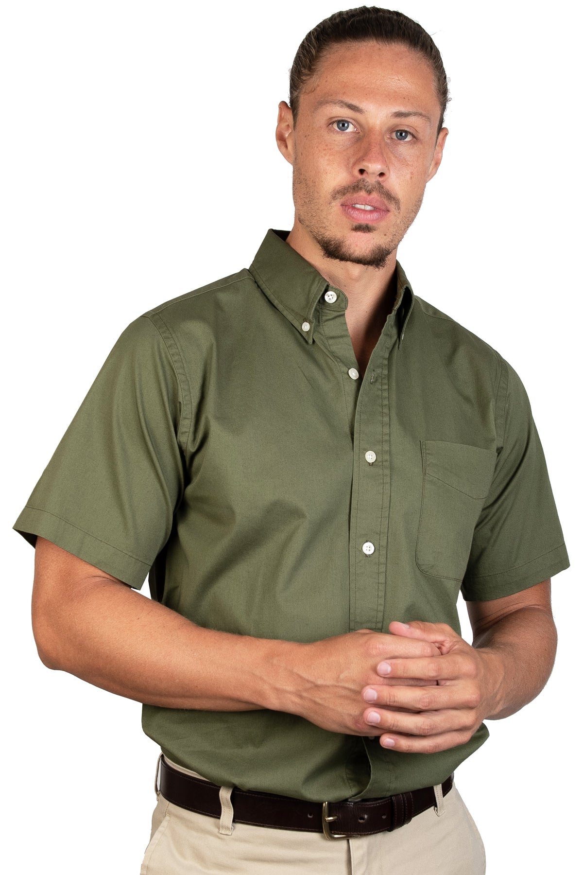 CAMISA MANGA CORTA LISA GABARDINA MILITAR 