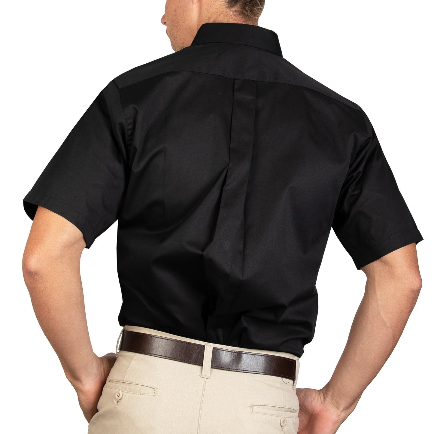 CAMISA MANGA CORTA LISA GABARDINA NEGRO 