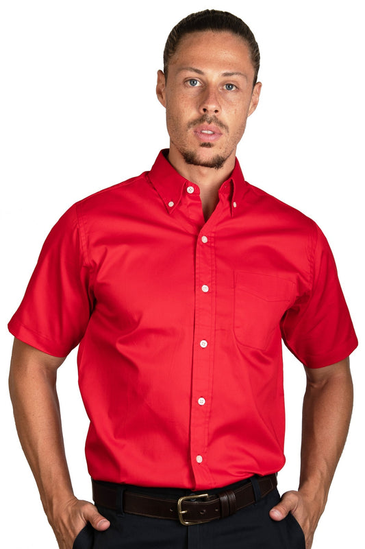 CAMISA MANGA CORTA LISA GABARDINA ROJO 