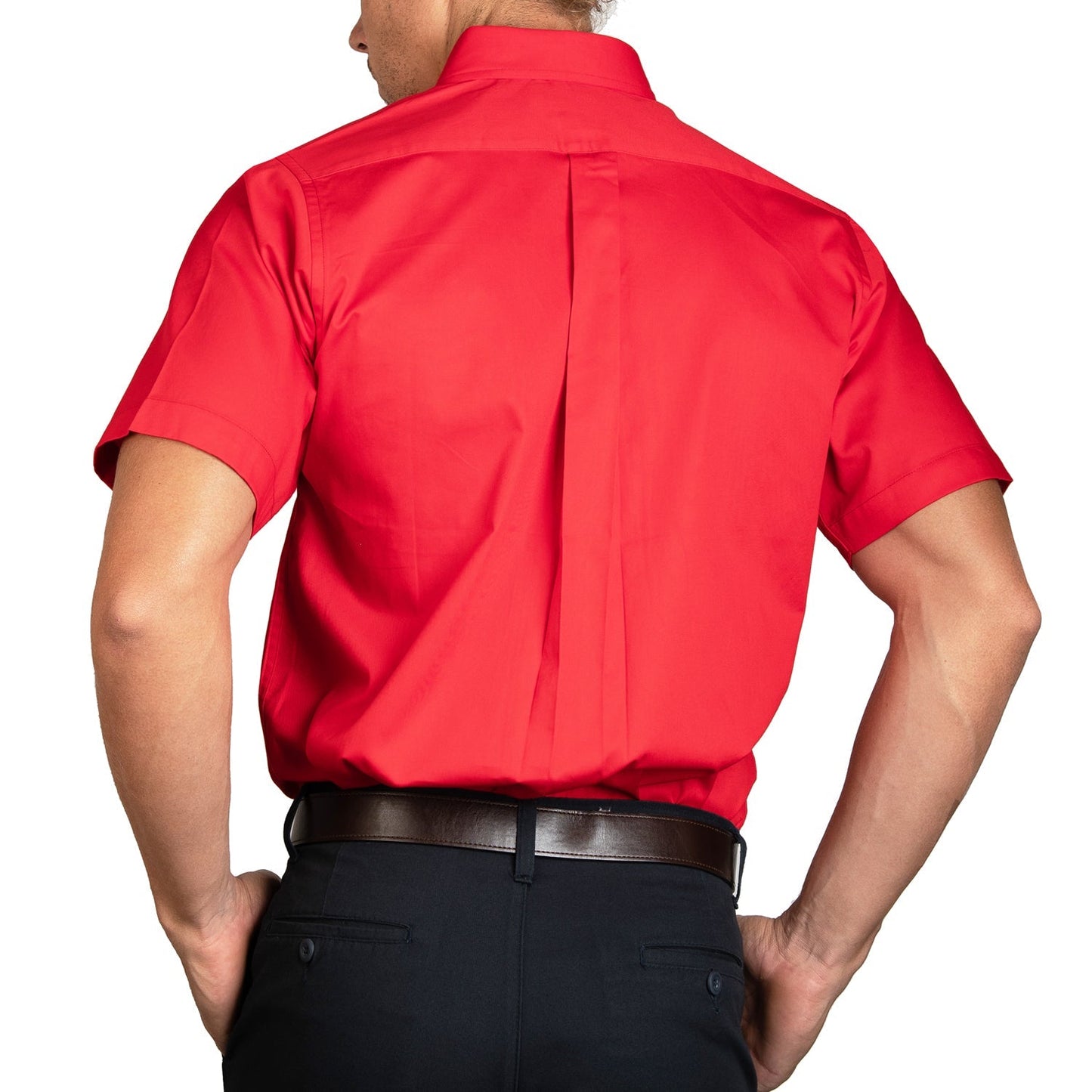 CAMISA MANGA CORTA LISA GABARDINA ROJO 