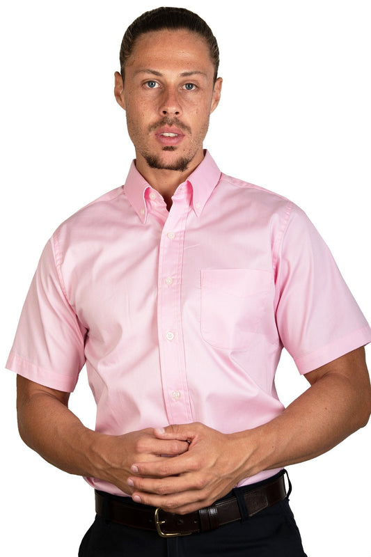 CAMISA MANGA CORTA LISA GABARDINA ROSA 