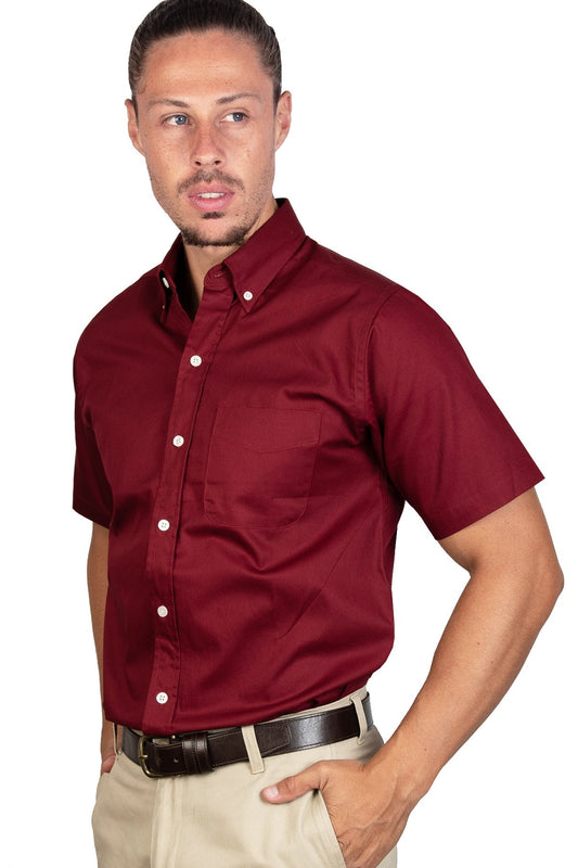CAMISA MANGA CORTA LISA GABARDINA TINTO 