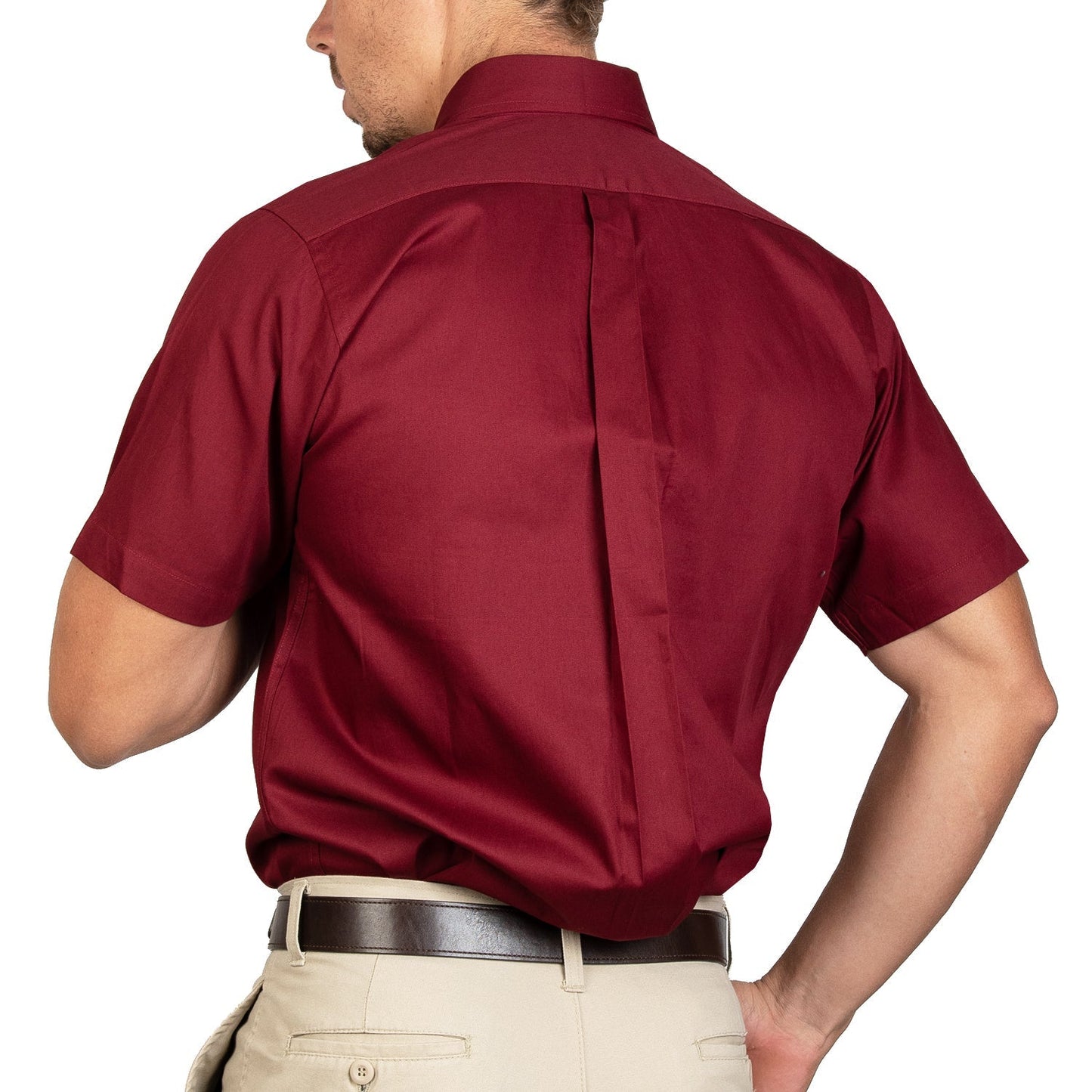 CAMISA MANGA CORTA LISA GABARDINA TINTO 